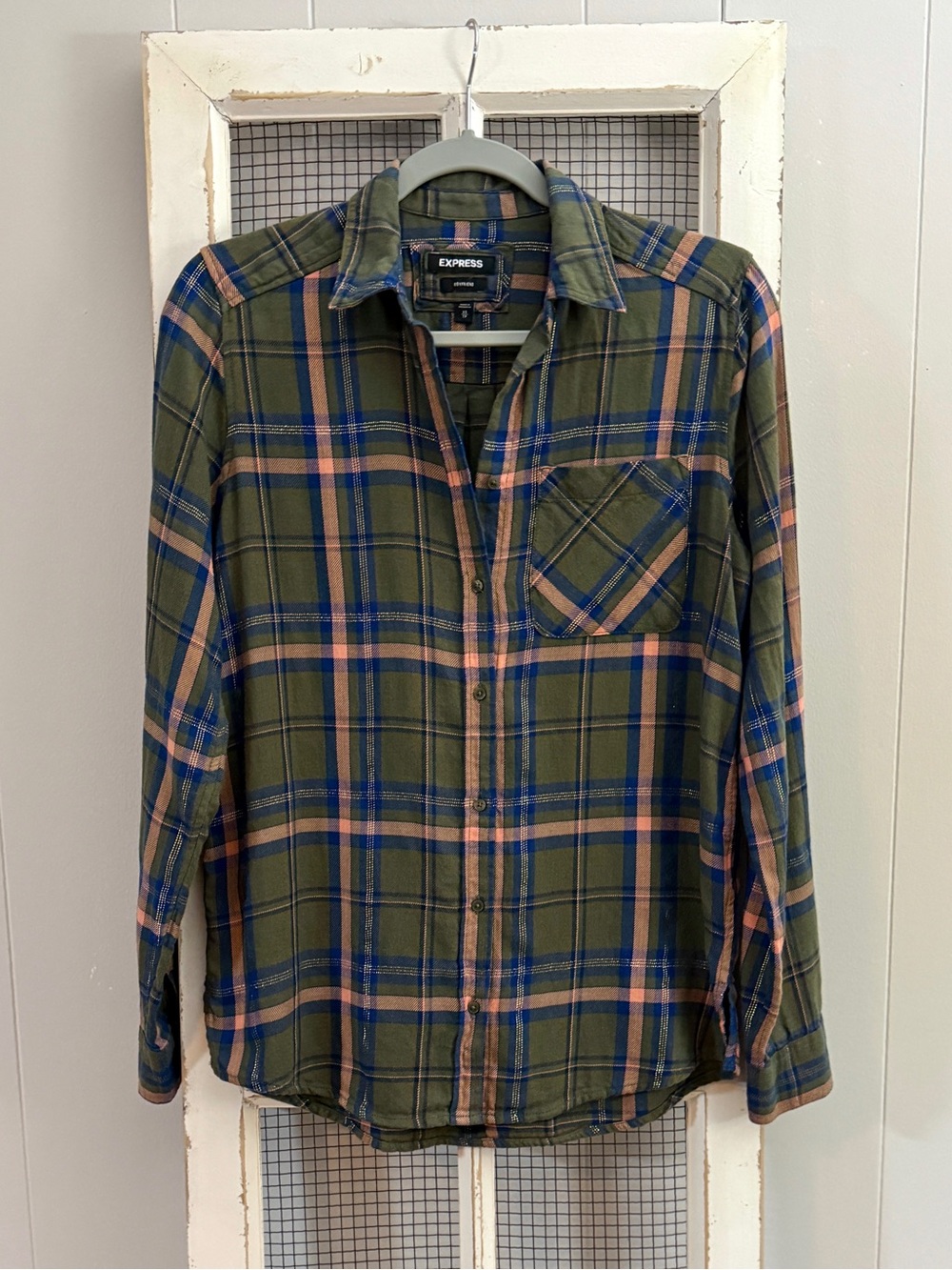 Express Plaid Flannel Boyfriend Shirt